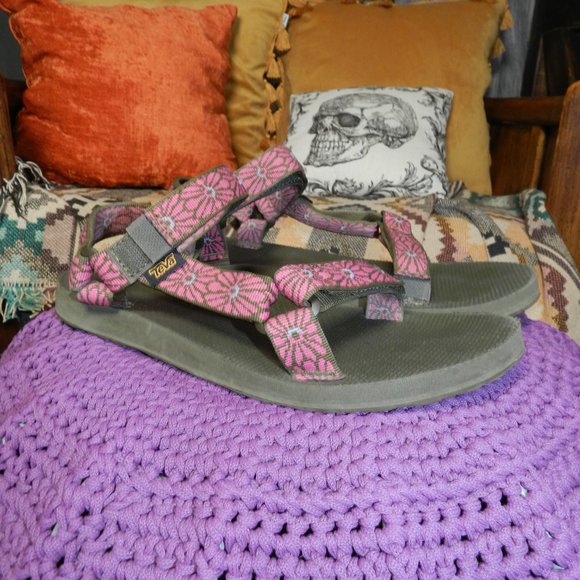 Teva Womens Original Universal Floral Strap Velcro Sandals Size 11 Inches Long - Picture 2 of 9